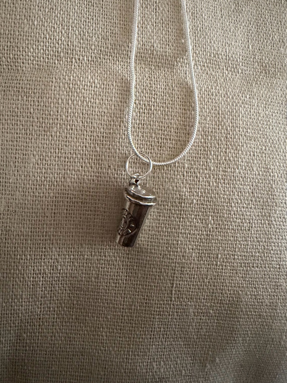 Coffee Cup Pendant Necklace - Silver